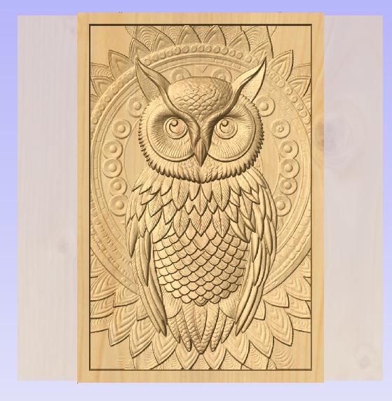 Wise Owl Mandala – 3D Relief STL for CNC Carving