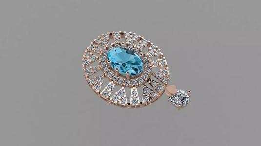 Rose Gold Diamond Women Earring 3D print Model