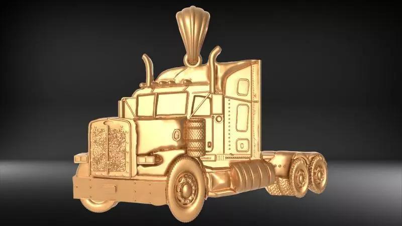 Semi Trailer Truck Pendant Necklace Jewelry