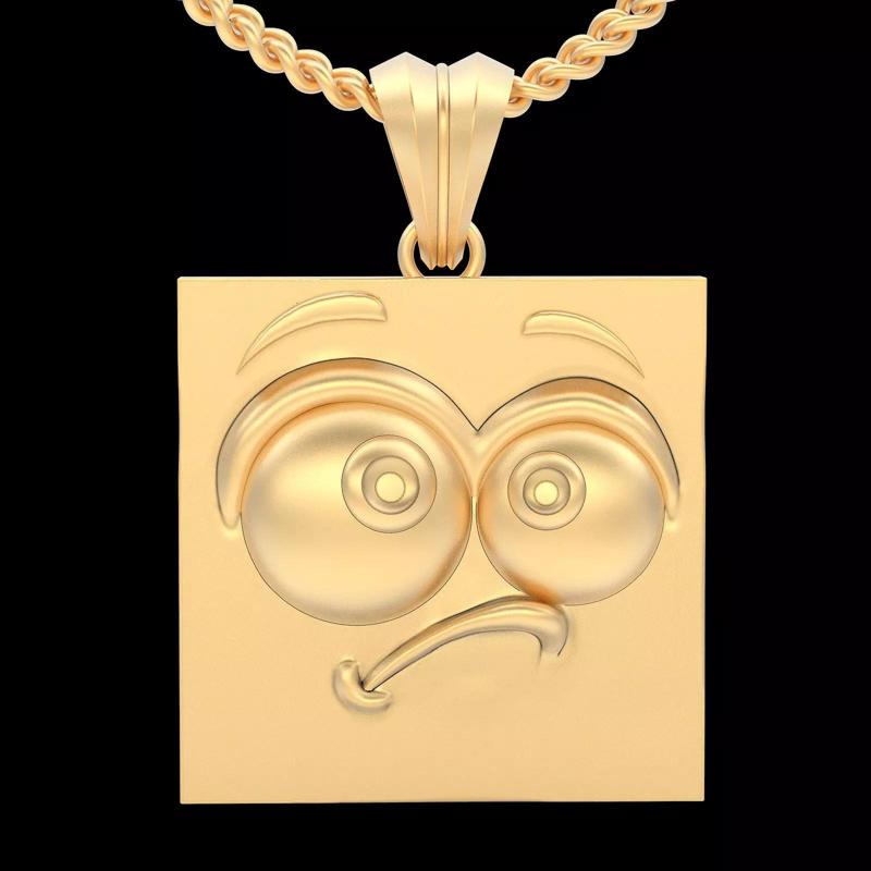 Emoji face  comic silver pendant gold jewelry 3D printable model