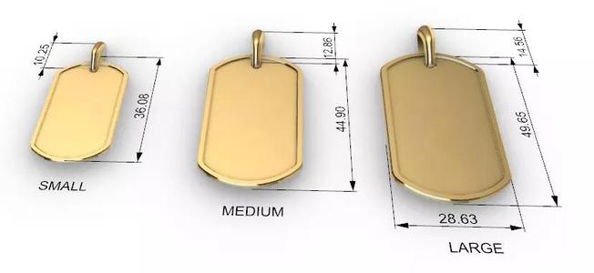 Military DogTag with bail Small Medium Large Pendant Jewelry