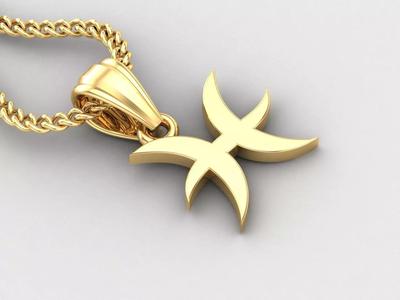 Pisces Light Gold Pendant Version 5