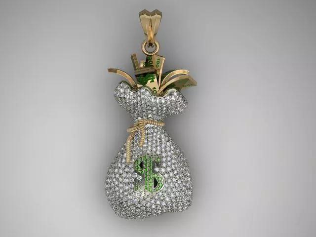 Money Bag pendant with gems