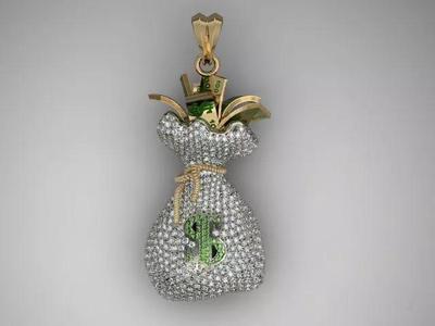 Money Bag pendant with gems