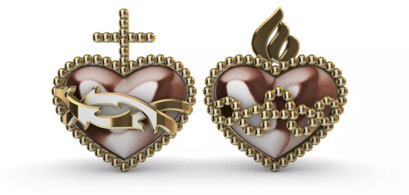 Jesus and Mary Heart Scapular Pentant