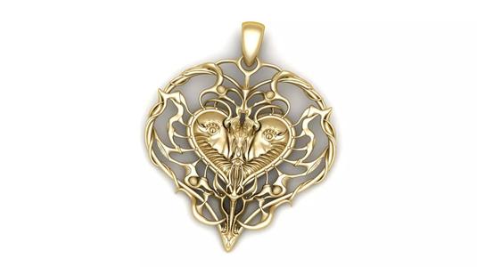 Satilish Geiger inspired heart pendant 3D printable model