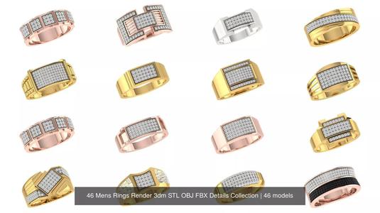 46 Mens Rings Render 3dm STL OBJ FBX Details Collection