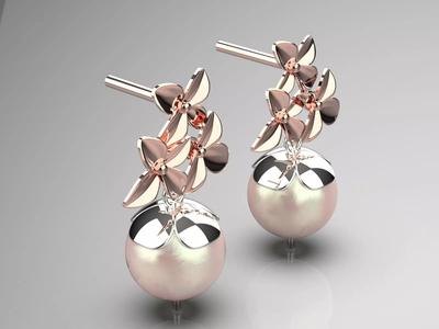flower gold pearl earring pe0027