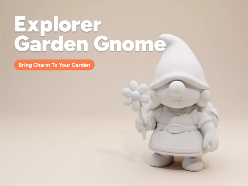 Young Explorer Garden Gnome Girl Figurine Whimsical Clay Style