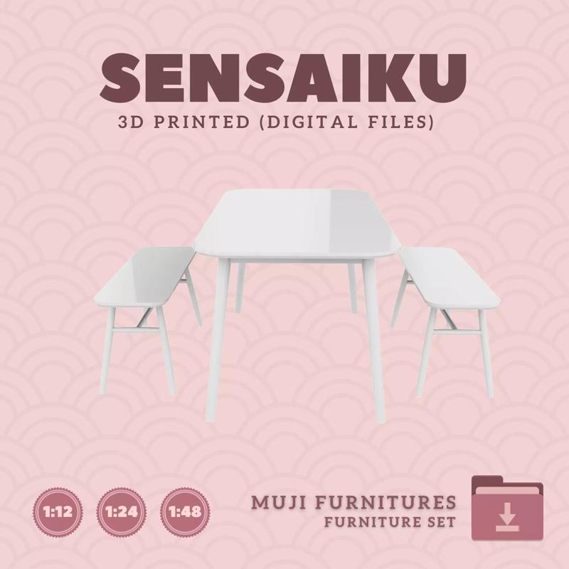 01 Muji Dining Table and Chair V1 for Dollhouse 3D Print