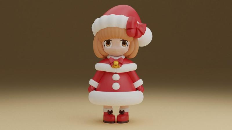 Christmas chibi girl figure