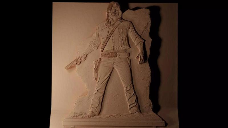 John Marston Red Dead CNC 3d Print High Relief Sand Casting