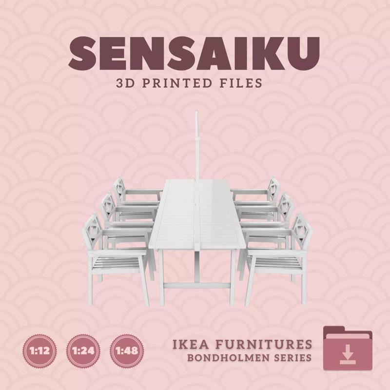 BONDHOLMEN Table Armchairs for Dollhouse - IKEA - 3D Print