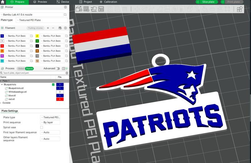 NFL New England Patriots Keychan Shield Printable and Renderable