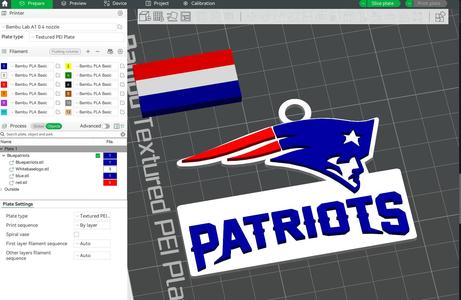 NFL New England Patriots Keychan Shield Printable and Renderable