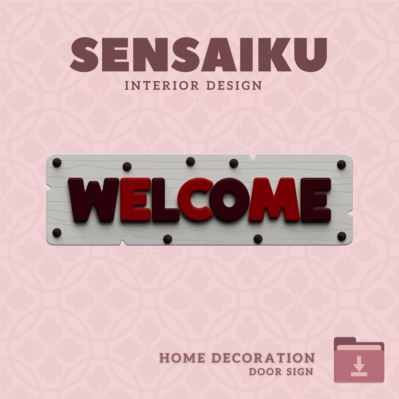 Welcome Door Sign 3D Print File for DIY Home Decor Sensaiku