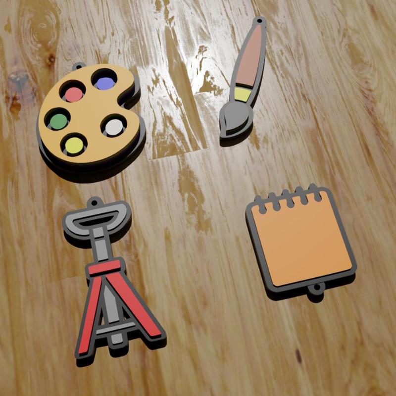 PACK 4 LLAVEROS / IMÁNES / KEYCHAIN / MAGNETS / MAGNETS PROFESSIONS: PAINTER (STL AND 3MF)