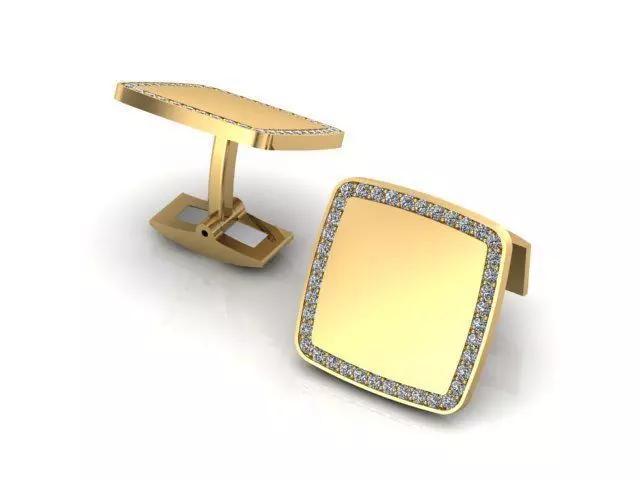 Cufflink cushion pave set diamonds