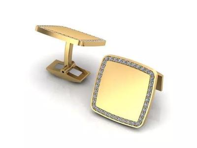 Cufflink cushion pave set diamonds