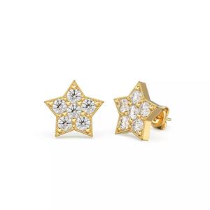 Star Diamond Stud Earrings Silver Zircon Celestial Body Jewelry