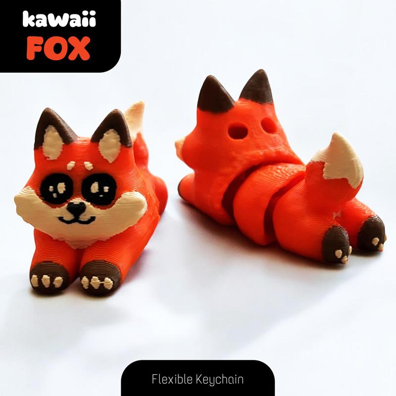Kawaii Baby Fox Flexi Keychain