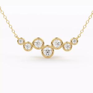 Bezel Floating Diamond Pendant Gold Zircon Layering Necklace 3D