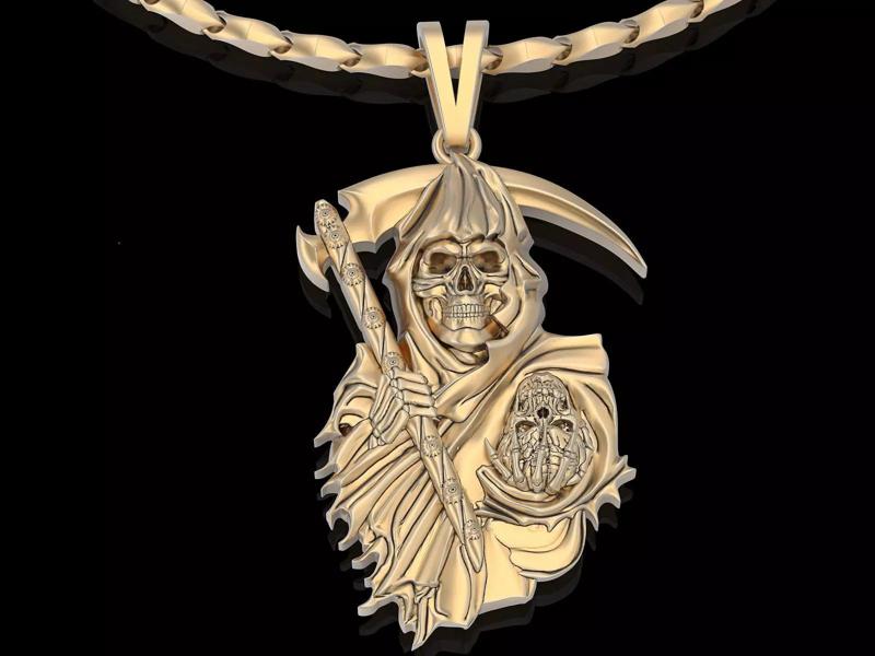 Angel of death pendant  silver gold jewelry printable 3D model