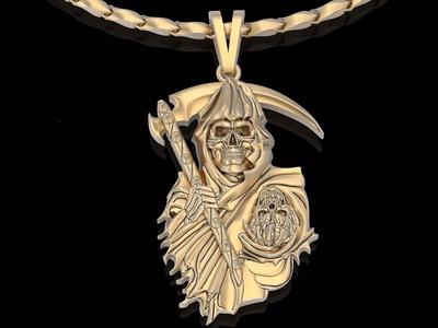 Angel of death pendant  silver gold jewelry printable 3D model