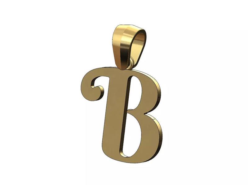 B letter initial berkshire swash font pendant charm bail