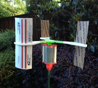 Modified Vertical Axis Wind Turbine (1/4" Motor Shaft)