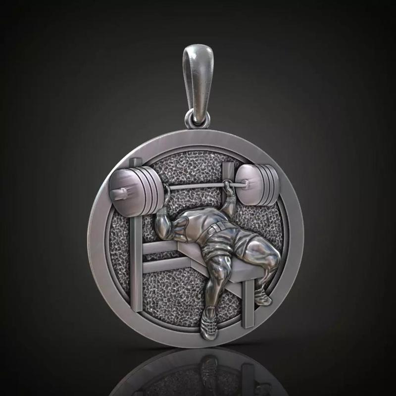 Barbell Bench Press GYM Athlete Round Pendant