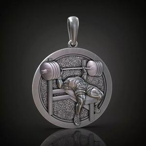 Barbell Bench Press GYM Athlete Round Pendant