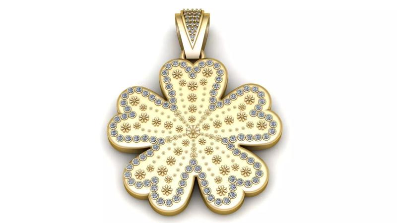 Floral Clover Pendant 3D Printable Model