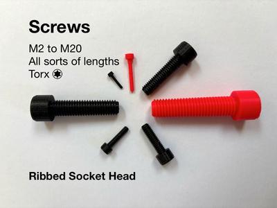 M2 - M20 Torx Screws with Ribbed Socket head in all sorts of lengths (incl. STEP)