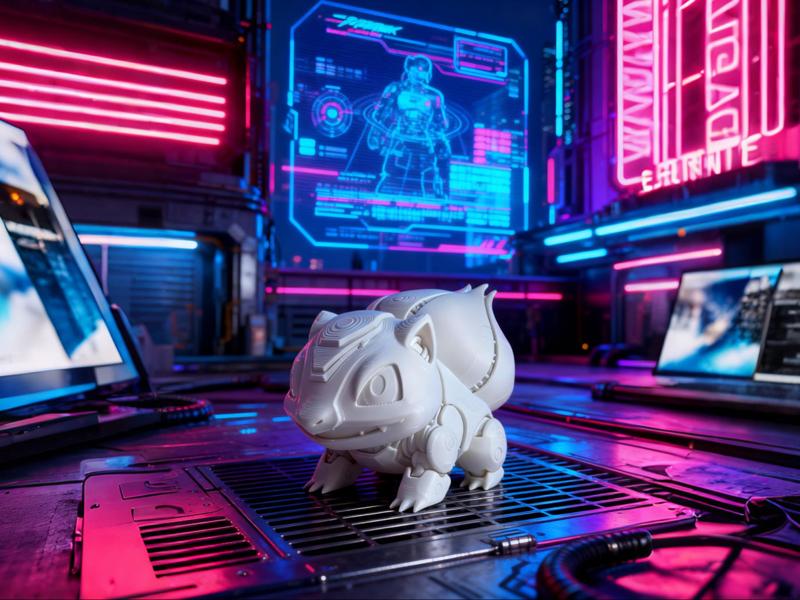 Mecha Pokemon Mecha Bulbasaur 2077 mecha style