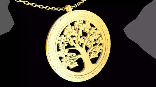 Tree pendant jewelry gold necklace medallion