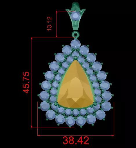 Trillion Curved with Round Diamond Pendant