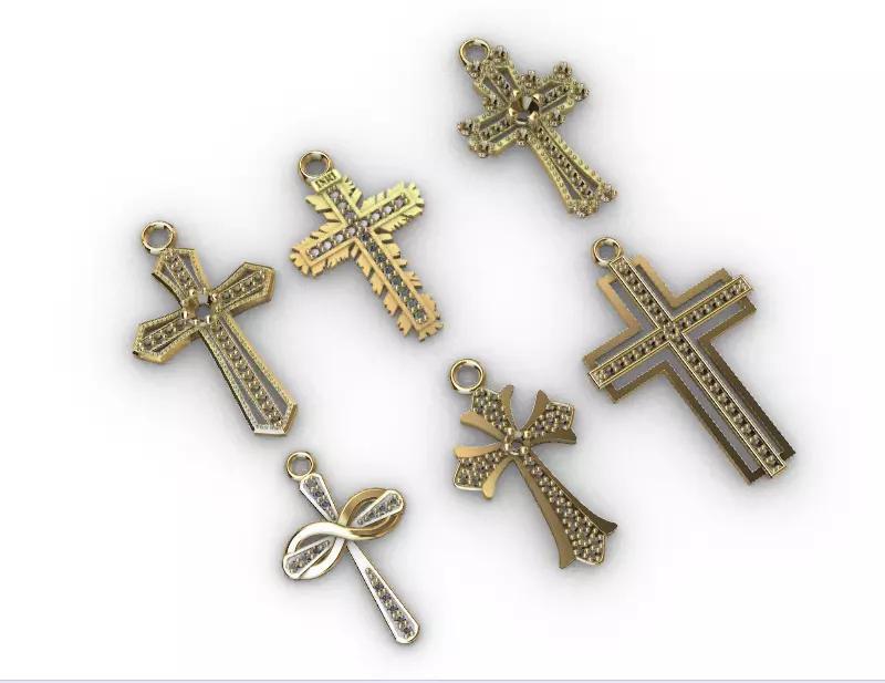 dijes- Colgantes paquete de 6 cruces surtidas -v-