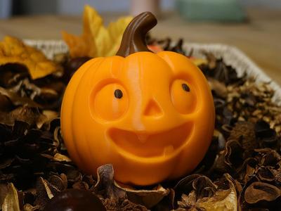 Cute Cartoon-Style Halloween Pumpkin