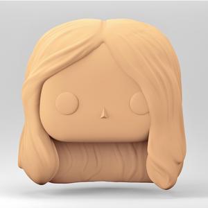 A female head in a POP style. Long straight hair. WH_3-9