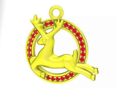 7011 Diamond Reindeer Pendant