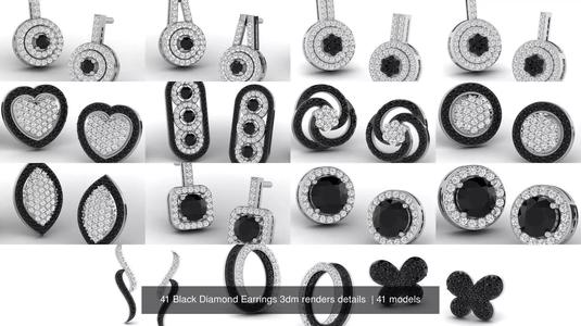41 Black Diamond Earrings 3dm renders details  3D Model Collection