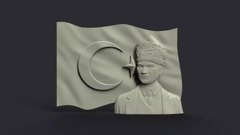 Gazi Mustafa Kemal Ataturk and Turkish Flag