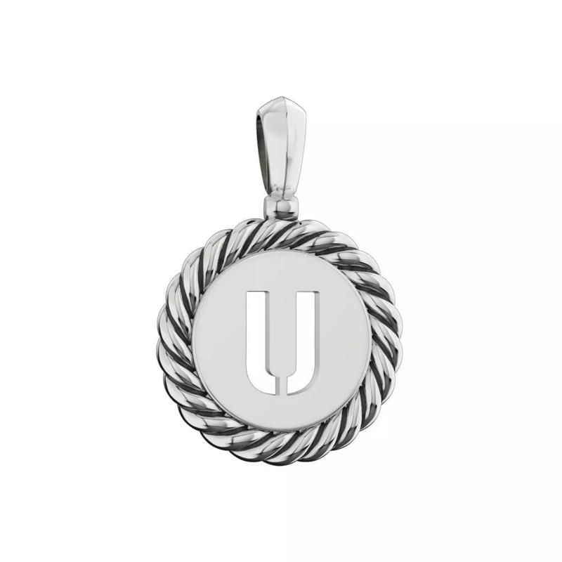 N175 U letter pendant in sterling silver