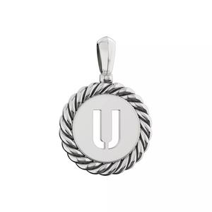 N175 U letter pendant in sterling silver