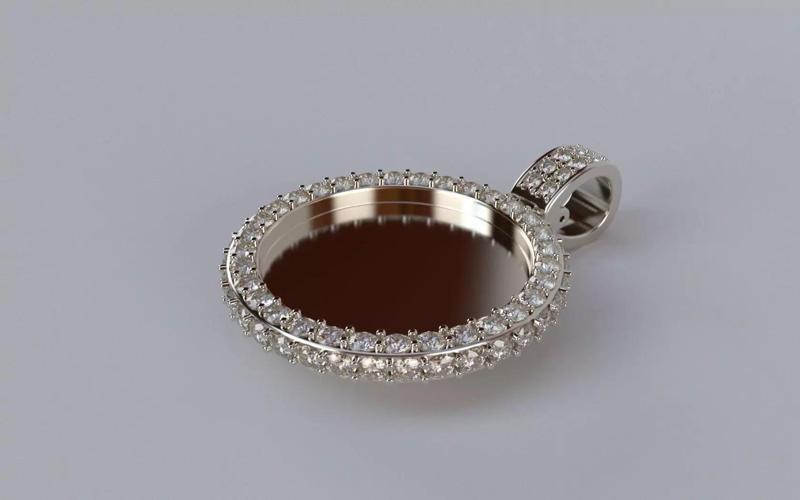 Picture Pendant -  2mm Top and Side Stones - XSMALL