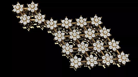 Earring gold and diamond flower arrangement