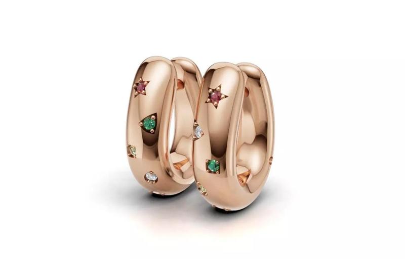 Earrings with Multicolored Gemstone