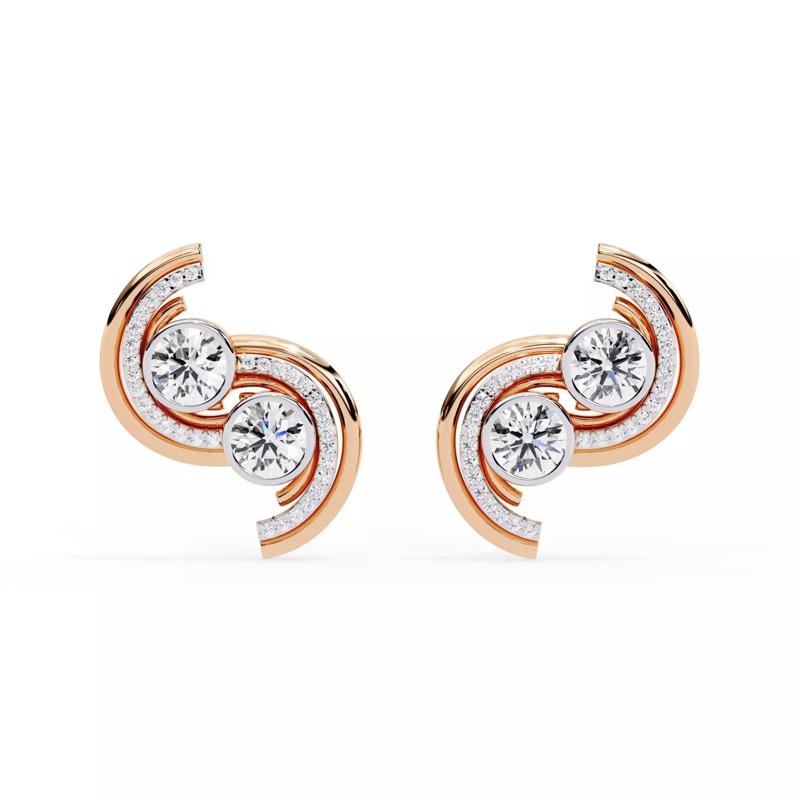 Diamond Studs Earrings 360 animation renders 3dm stl details