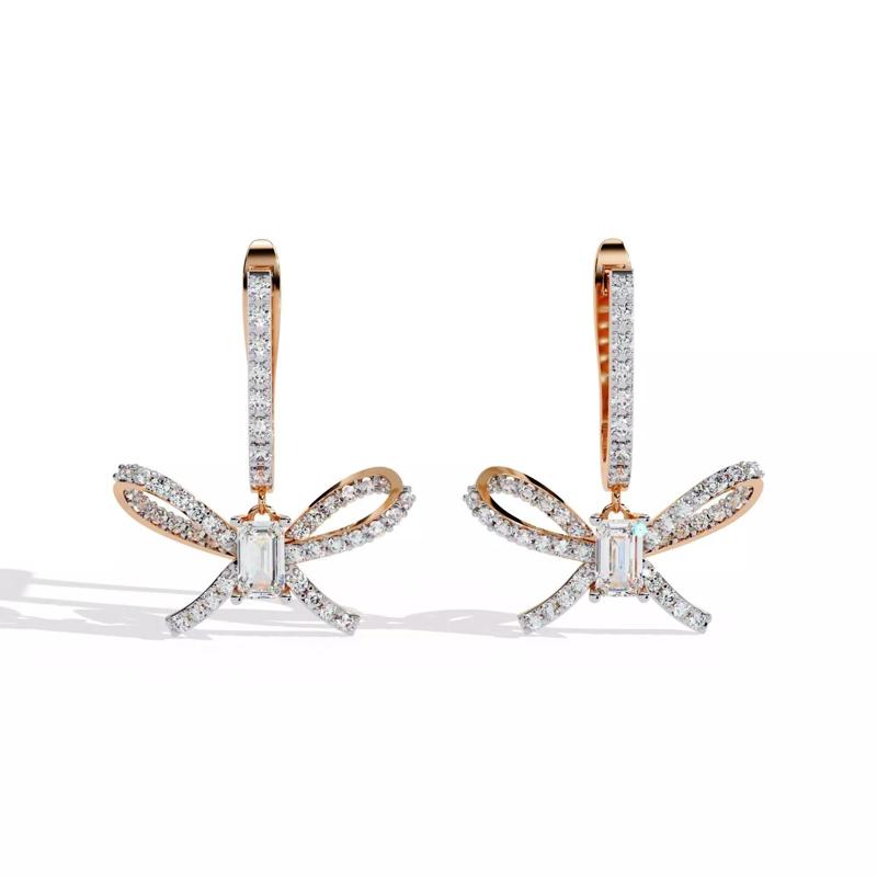 Diamond Studs Earrings 360 animation renders 3dm stl details